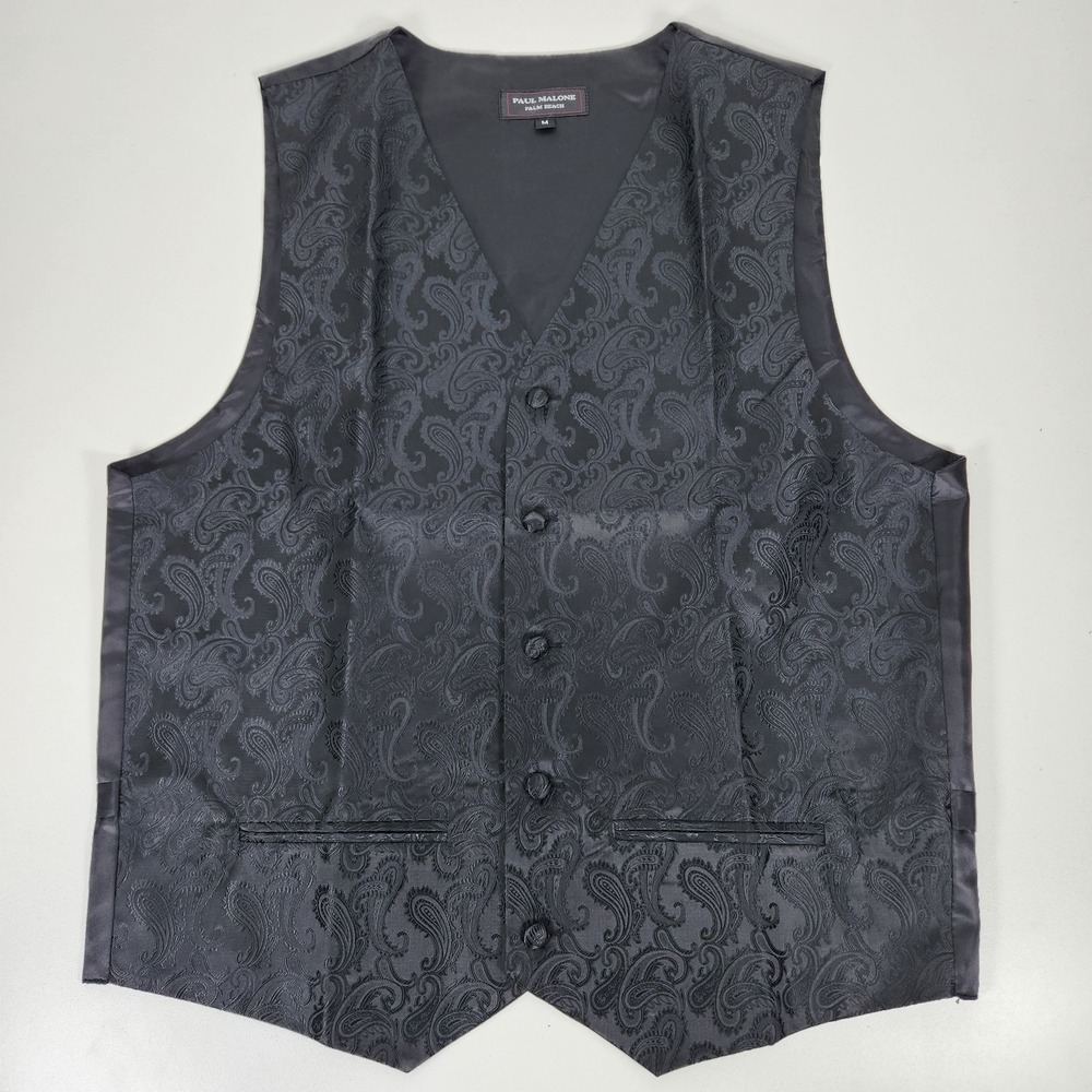 PAUL MALONE Vest Medium Red Paisley‎ FORMAL Wedding Tuxedo Adjustable Waist